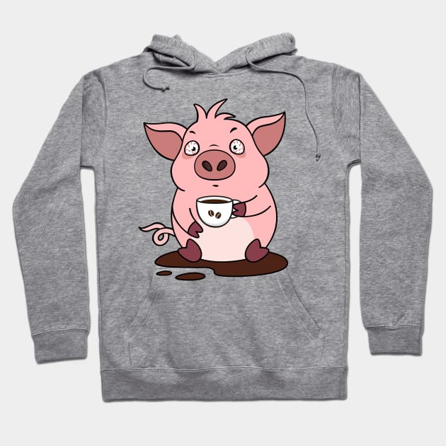 Wired Pig with Coffee Hoodie by samshirts